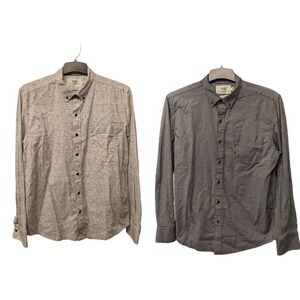WRK WORK REST KARMA Large Shirts Reworked Shirt Mix Media Long Sleeve Button Up